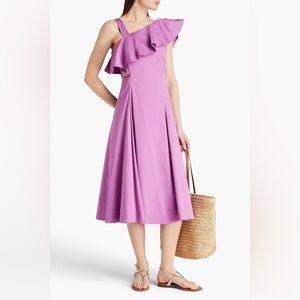 Veronica Beard Beilla ruffled cotton-blend poplin midi dress
